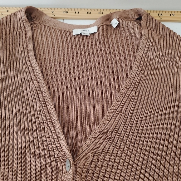 Vince Ribbed Button Front Cardigan Size 1X Long Sleeve Stretch Sweater Preppy - Picture 6 of 14